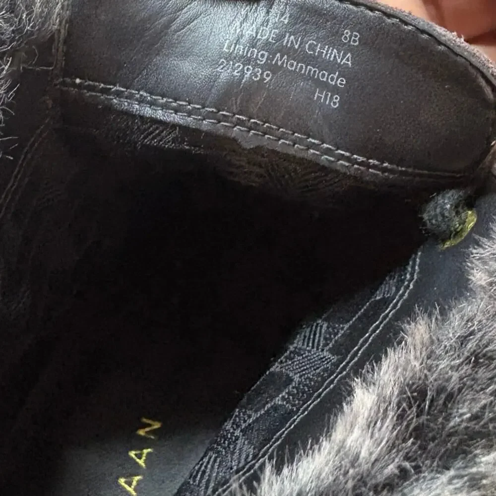 Cole Haan Gray Waterproof Fur Lined Wedges‎ Size 8